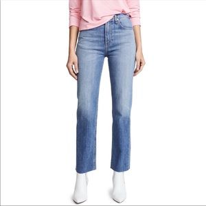 Rag & bone high rise straight leg jeans raw hemmed